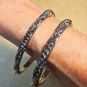 Stainless Steel Bangle Bracelets with rope chain detailing 2